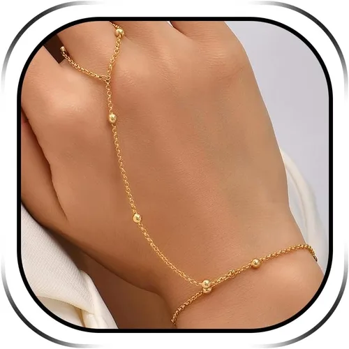 Vista 20 de Long tiantian Pulsera de cadena de mano, pulseras de oro para mujer, pulseras de cadena de eslabones de moda, anillo de dedo, pulsera de esclavos