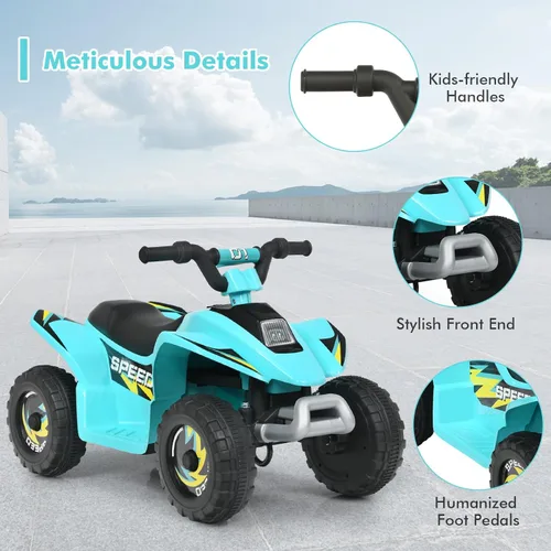 Vista 3 de DORTALA ATV para niños, auto motorizado de juguete alimentado por batería de 6 V, ruedas antideslizantes, Quad eléctrico de 4 ruedas para niños de 3
