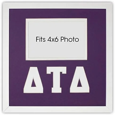 Vista 2 de Delta Tau Delta Fraternity - Marco de fotos con licencia de color morado y blanco, con capacidad para montaje de pared de fotos de 4 x 6 pulgadas
