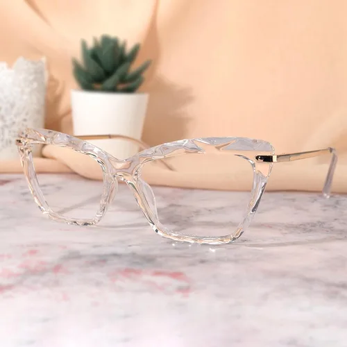 Vista 45 de Zeelool Gafas de bloqueo de luz azul ojo de gato de cristal para mujer Juliet VFP0270