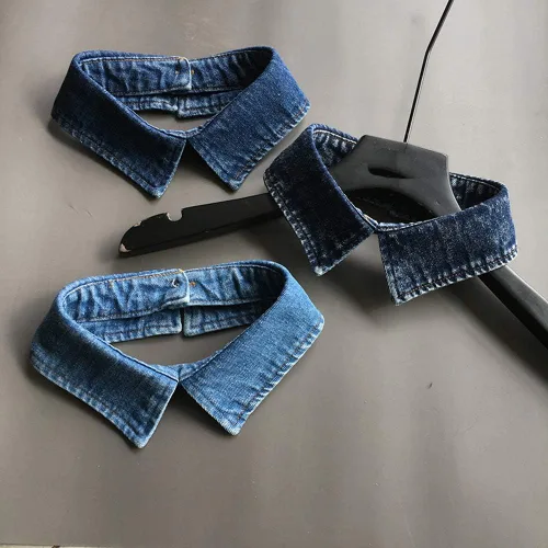 Vista 2 de YEKEYI - Gargantilla de mezclilla falsa con cuello de imitación para mujer