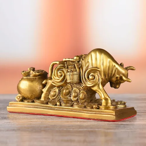 Vista 5 de BRASSTAR TQZMPT1 - TQZMPT1 - TQZMPT1 - Estatua de Feng Shui de latón tira de riqueza con monedas, estatua de fortuna y suerte reunir regalos