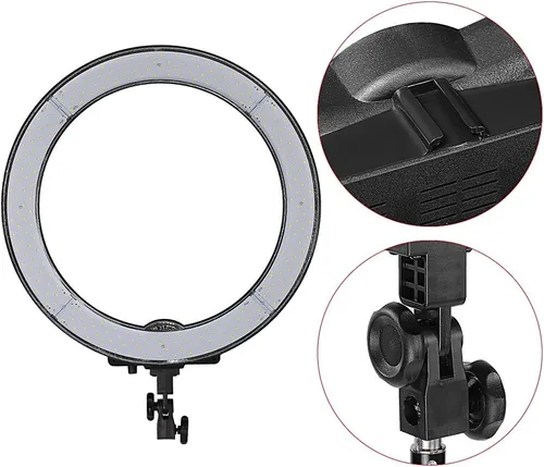 Vista 4 de Neewer Anillo de luz de 18 pulgadas, 55 W regulable 5500K luz con 240 LED filtro de color, tubo suave para YouTube, TikTok, fotografía de selfies