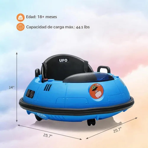 Vista 4 de Coche de parachoques eléctrico de 12 V con control remoto, cinturón de seguridad, música, luces intermitentes, giro de 360 grados, auto parachoques