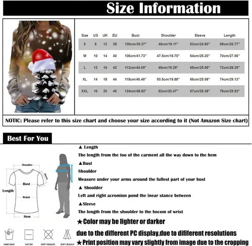 Vista 3 de Sudaderas gráficas para mujer, ropa de Navidad para mujer, suéter casual de manga larga, ropa de otoño