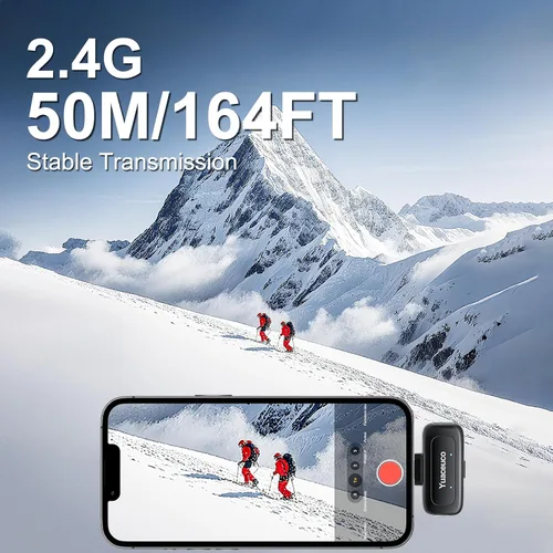 Vista 8 de Mini micrófono Lavalier inalámbrico para tabletas iPhone Android, micrófono de solapa con reducción de ruido, funda de carga de 30 horas, cambiador