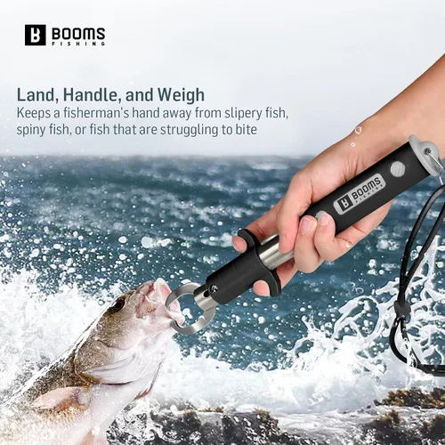 Vista 2 de Booms Fishing G11 Pinza para peces con báscula 2-in-1 Gripper and Scale, One-Hand Use, Rotating Handle, 52 lb Weight Reference, for Saltwater and