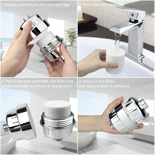 Vista 6 de Paquete de 2 cartuchos filtrados de ducha de 18 etapas, cartucho de filtro de cabezal de ducha multietapa de repuesto – Filtro de ducha universal