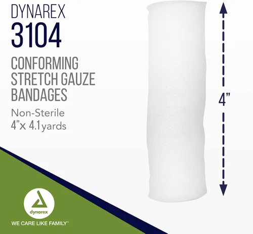 Vista 2 de Vendaje en rollo Dynarex, venda elástica no estéril, 4 pulgadas x 4.1 yardas, 12