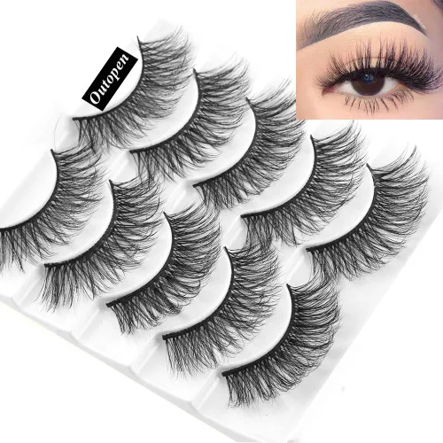 Vista 2 de Pestañas postizas de visón 3D, pestañas postizas naturales y finas, 0.59 pulgadas, pestañas largas y esponjosas, herramientas de maquillaje de ojos