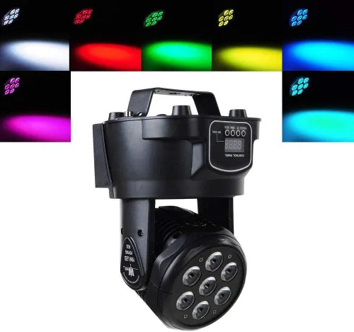 Vista 3 de Luces de cabeza móvil de 60 W, 6 IN1, DMX-512, 16/18 canales, iluminación de escenario, foco activado por sonido, RGBW+ámbar+UV para fiesta, KTV