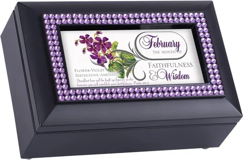 Vista 14 de Ebros Gift Cottage Garden - Caja de música con piedra natal y flores, toca todas las canciones clásicas americanas