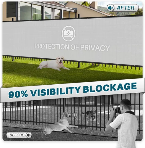 Vista 4 de Coarbor Pantalla de Privacidad para Cerca de 6' x 12' Pies, Malla de Protección contra Viento de Servicio Pesado, Red de Sombra de Cercado, Cubierta