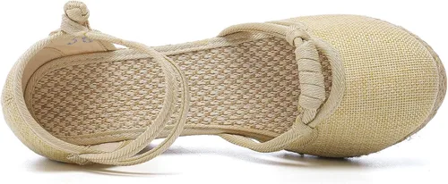 Vista 2 de AMDBEL Sandalias de verano para mujer 2023, sandalias de cuña para mujer, alpargatas con puntera abierta, tacones altos, sandalias de playa