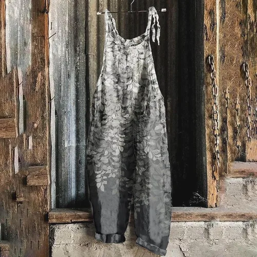 Vista 2 de Cafuvv Monos para mujer elegantes florales teñido anudado mamelucos largos mangas espalda estampado holgado mameluco