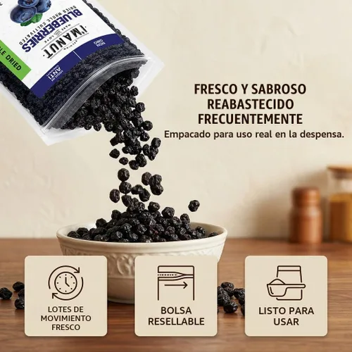 Vista 6 de Arándanos secos, 1 libra (16 oz), regordete y masticable, sin maní ni gluten