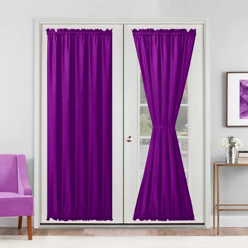 Vista 98 de Cortinas para puerta francesa, color aguamarina, 24 pulgadas de ancho x 40 pulgadas de largo, 1 panel Bolsillo para barra, semitransparente