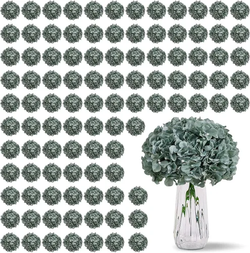 Vista 39 de Flores de hortensias artificiales rosa polvoriento, 10 cabezas de flores de seda de hortensia falsas para centros de mesa de boda, ramos de 10