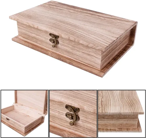 Vista 2 de Caja de madera con cierre con bisagras, caja de almacenamiento de joyas, organizador de artículos diversos