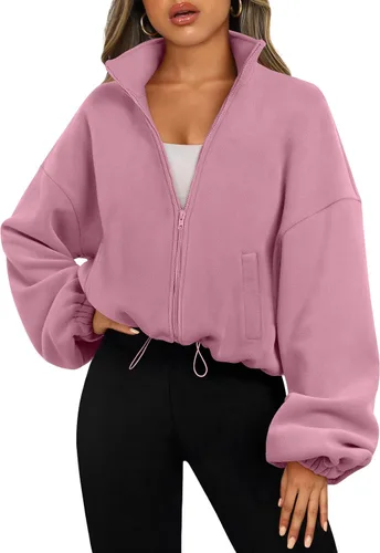 Vista 14 de AUTOMET Chaquetas de forro polar con cremallera para mujer, sudaderas Verde Armada (ArmyGreen)