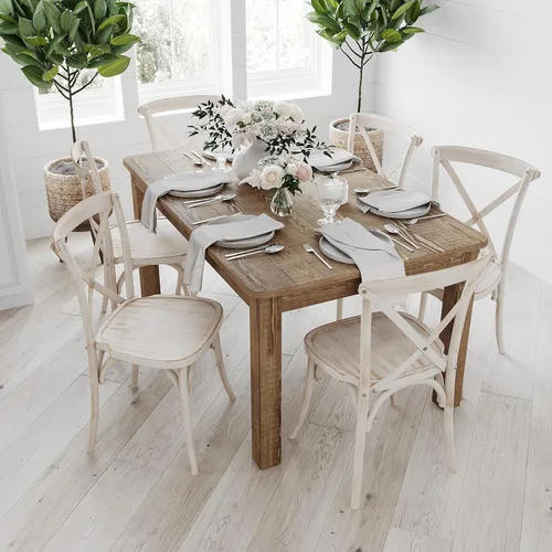 Vista 12 de Merrick Lane Jessamine - Mesa de comedor rectangular de 46 x 30 pulgadas de pino macizo