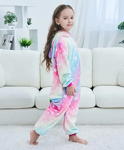 Vista 4 de Pijama unisex de unicornio de animal para niños, de una pieza, para niños, de dibujos animados, Halloween, cosplay, regalo