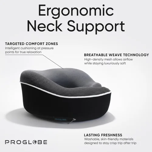 Vista 3 de Proglobe Almohada ortopédica para el cuello, almohadas cervicales de viaje para aviones, kit de espuma viscoelástica, soporte para la cabeza