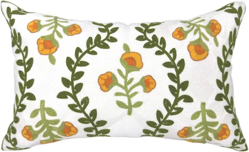 Vista 8 de Alysheer Fundas de almohada decorativas bordadas florales de primavera de 18" x 18", juego de 2, fundas de cojín de algodón con patrón acolchado