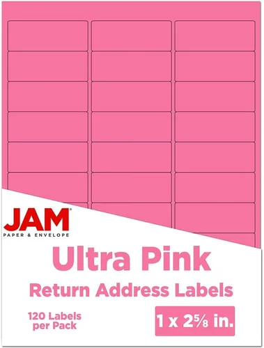 Vista 112 de Etiquetas de dirección de envío JAM PAPER - Rectangular - 1 1/3 x 4 - Rosa bebé pastel - 126/Paquete