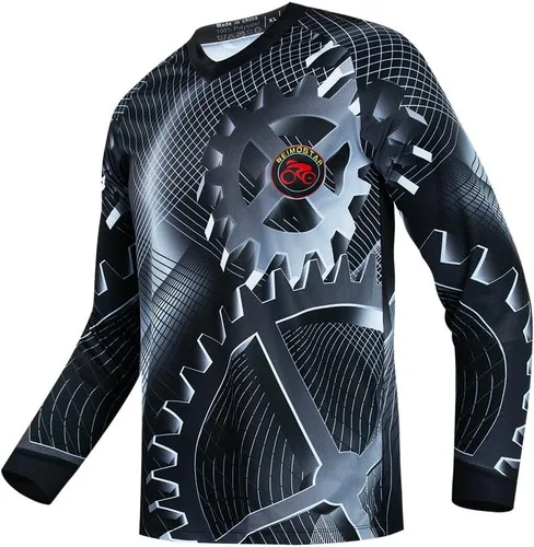 Vista 140 de Hotlion Camiseta de ciclismo para hombre, manga larga, MTB Motocross, ropa de carreras todoterreno
