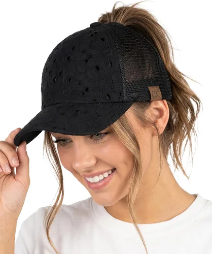 Vista 47 de Funky Junque - Sombrero de cola de caballo para mujer, gorra de béisbol con ajuste ajustable y cola de caballo alta cruzada para uso diario Paquete