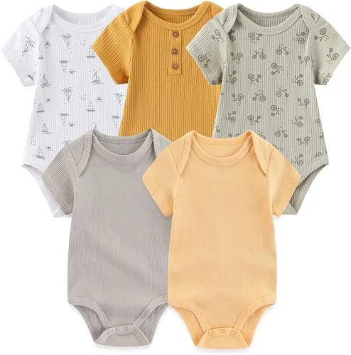 Vista 36 de Body de manga corta para bebé recién nacido, ropa de algodón de una pieza, 5 unidades, 0-12 meses