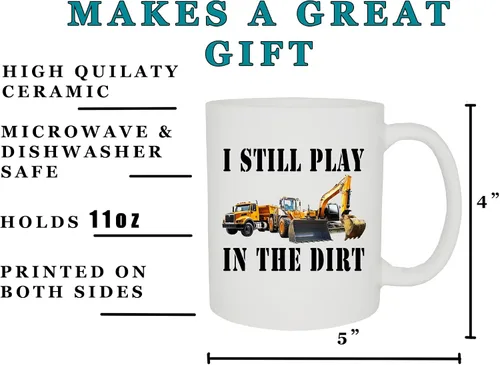 Vista 3 de Rogue River Tactical Taza de café divertida, la mejor taza de trabajador de la construcción, todavía juego con tractores, retroexcavadora, camión