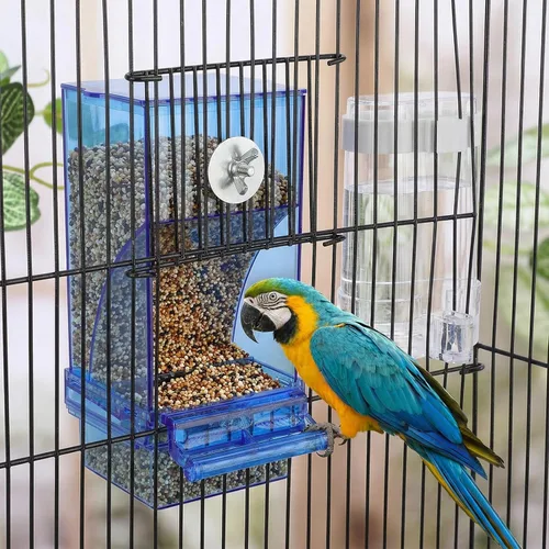 Vista 7 de Yaomiao - Juego de 4 comederos para pájaros sin desorden para jaulas, surtido, color azul