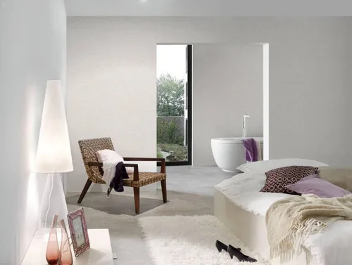 Vista 5 de CONCORD WALLCOVERINGS ™ Papel tapiz moderno con textura lisa, pared decorativa de vinilo, crema, gris, 21 pulgadas x 33 pies (57 pies cuadrados)
