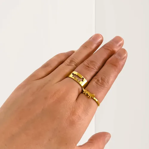 Vista 4 de 2 anillos de compromiso a juego de lindos animales para parejas, hombres y mujeres, juegos de bandas de joyería de acero inoxidable 316L, anillo
