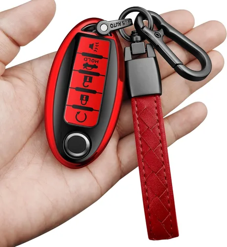 Vista 10 de Compatible con Nissan Funda para Llavero con Llavero de Cuero, Funda de Carcasa de Llave de TPU Suave Compatible con Llave Remota Inteligente