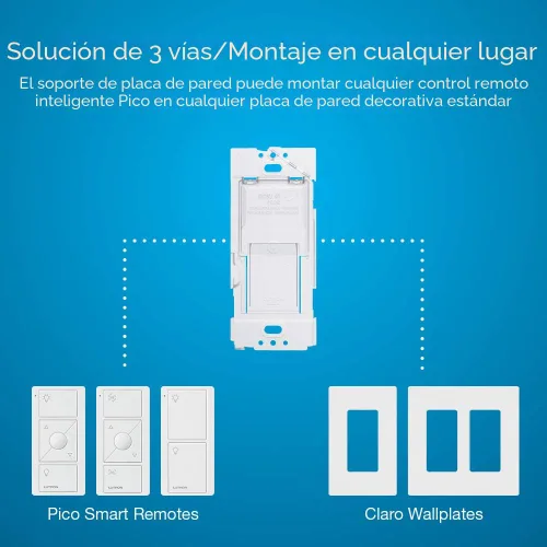 Vista 13 de Lutron Caseta - Kit de interruptor de luz inteligente de 3 vías, con control remoto Pico, placa de pared, soporte de pared para luces LED