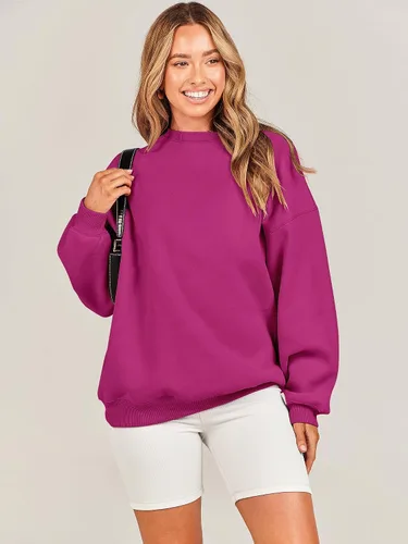 Vista 6 de ANRABESS Sudadera de gran tamaño para mujer, con cuello redondo, estilo Y2K, sudadera con capucha de forro polar, cómoda, camiseta informal, ropa