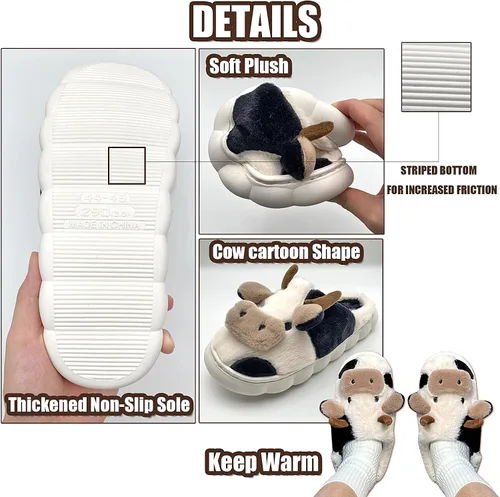 Vista 2 de Lindas pantuflas para mujeres, hombres y niñas, pantuflas de felpa suave y esponjosas para casa, ligeras, acogedoras, para interiores y exteriores