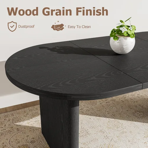 Vista 6 de Mesa de comedor ovalada de madera para 4-8 con base de pedestal doble, muebles de cocina