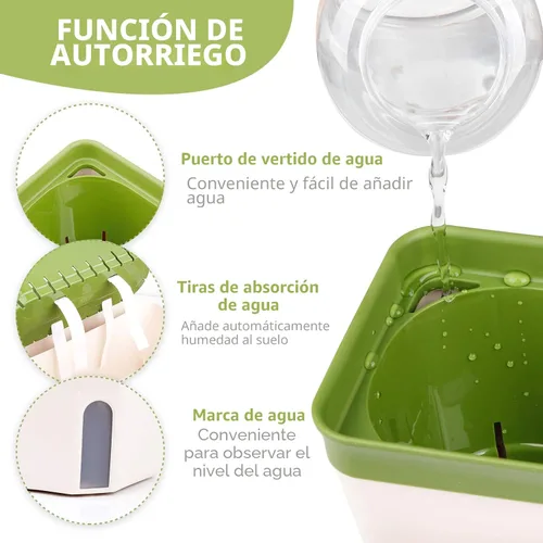 Vista 3 de OurWarm Juego de 3 macetas de hierbas para el alféizar de la ventana, macetas de riego automático de 10.5 pulgadas con ventana visual de nivel
