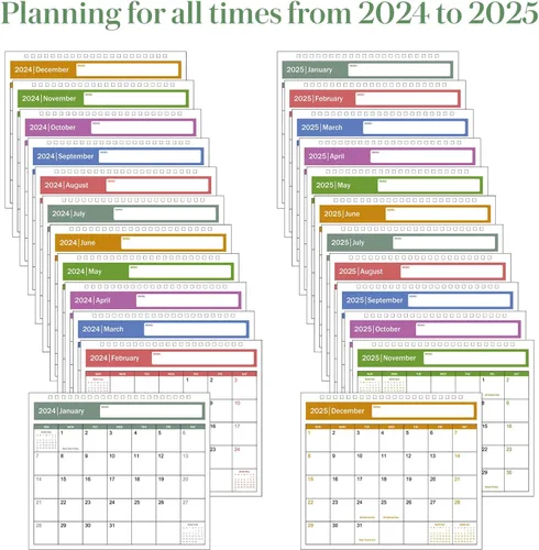 Vista 2 de Calendario de escritorio 2024.7-2025, calendario mensual de pie, calendario diario, planificador organizador para decoración del hogar y la oficina