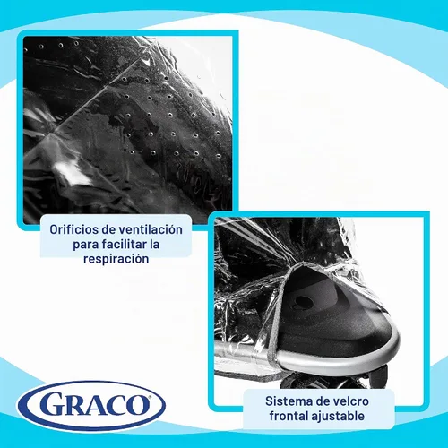 Vista 3 de Graco Funda Universal para Carriola de Bebé, Protector de Lluvia con Ventilación, Impermeable, Resistente al Viento, Tamaño Versátil para la Mayoría