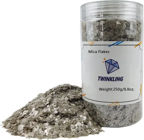 Vista 11 de TWINKLING Copos de mica de color natural, copos dorados, hoja de purpurina de copos de mica para manualidades de resina de bricolaje, arte de uñas