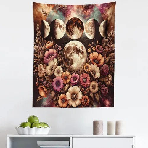 Vista 155 de Ambesonne Tapiz de hongos, atmósfera psicodélica, escena astral estrellada con motivos orientales trippy, decoración de tela para colgar en la pared
