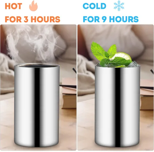 Vista 5 de Vasos para sorber de acero inoxidable de 12 onzas para niños pequeños con asas, a prueba de derrames, doble pared aislada al vacío, vasos de paja