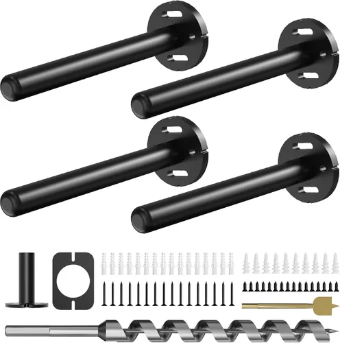 Vista 10 de 4 soportes de pared para estantes flotantes de alta resistencia, soportes invisibles negros para estantería, accesorios decorativos flotantes