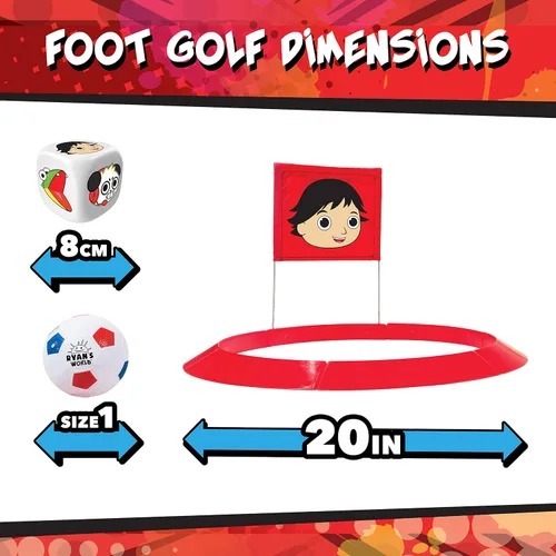 Vista 3 de Franklin Sports Ryan's World - Juego de golf de fútbol infantil con 1 pelota de fútbol y 3 objetivos con banderas, objetivos de 20 pulgadas
