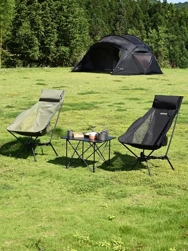Vista 13 de WildCall Silla de camping plegable ligera, silla antihundimiento, respaldo
